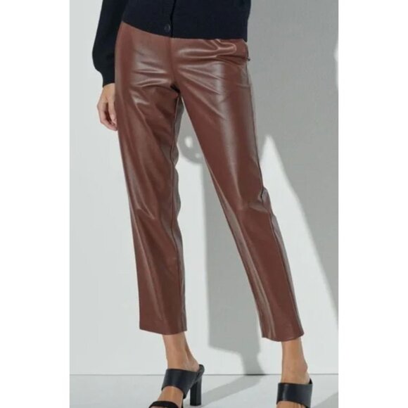 The Reset Pants - The Reset R Label High-Rise Vegan Leather Pant in Chestnut-sz Medium